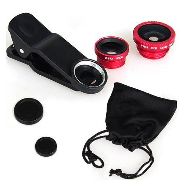 Crouch 3 in 1 Wide Angle Macro Fisheye Lens Kit + Clip Smartphone Mobile Phone lenses Fish Eye for iPhone 6 6s 7Plus Camera L