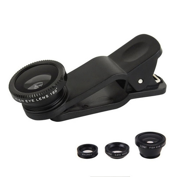 Crouch 3 in 1 Wide Angle Macro Fisheye Lens Kit + Clip Smartphone Mobile Phone lenses Fish Eye for iPhone 6 6s 7Plus Camera L