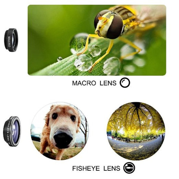 Crouch 3 in 1 Wide Angle Macro Fisheye Lens Kit + Clip Smartphone Mobile Phone lenses Fish Eye for iPhone 6 6s 7Plus Camera L