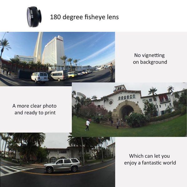 Crouch 3 in 1 Wide Angle Macro Fisheye Lens Kit + Clip Smartphone Mobile Phone lenses Fish Eye for iPhone 6 6s 7Plus Camera L