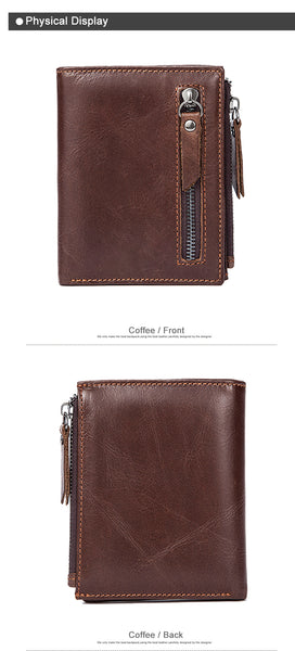 MVA Men Wallets Male Purse Genuine Leather Wallet with Coin Pocket Zipper Short Credit Card Holder Wallets Men Leather Wallet