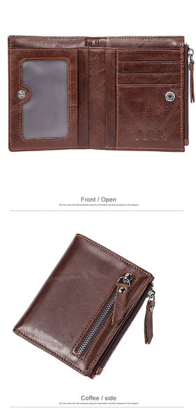 MVA Men Wallets Male Purse Genuine Leather Wallet with Coin Pocket Zipper Short Credit Card Holder Wallets Men Leather Wallet