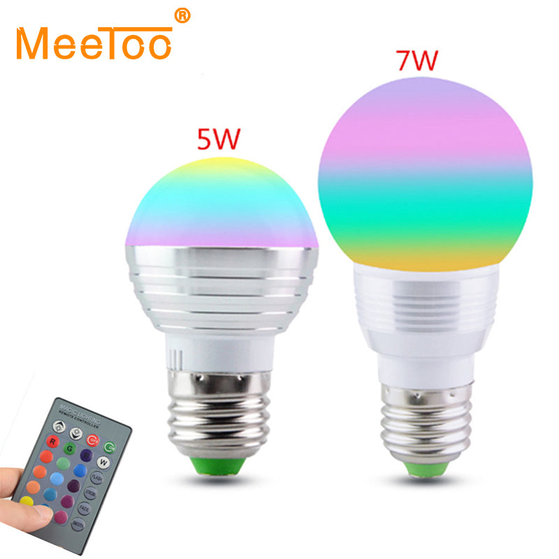 E27 / E14 RGB LED Lamp 5W 7W 110V 220V LED RGB Bulb Light Lamp IR Remote Control 16 Color Change Holiday Party Decor Lampada LED
