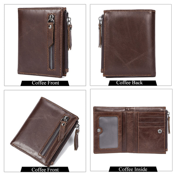 MVA Men Wallets Male Purse Genuine Leather Wallet with Coin Pocket Zipper Short Credit Card Holder Wallets Men Leather Wallet