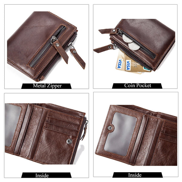 MVA Men Wallets Male Purse Genuine Leather Wallet with Coin Pocket Zipper Short Credit Card Holder Wallets Men Leather Wallet