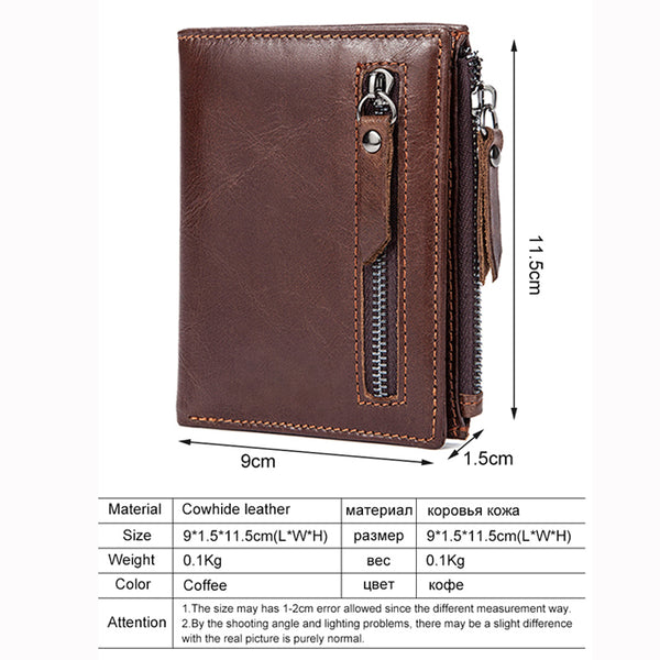 MVA Men Wallets Male Purse Genuine Leather Wallet with Coin Pocket Zipper Short Credit Card Holder Wallets Men Leather Wallet