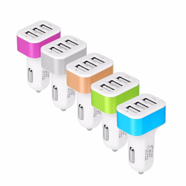 USB Car Charger 3 Port Phone Charger Adapter Socket 2A 2.1A 1A Car Styling USB Charger Universal  For Car-Styling