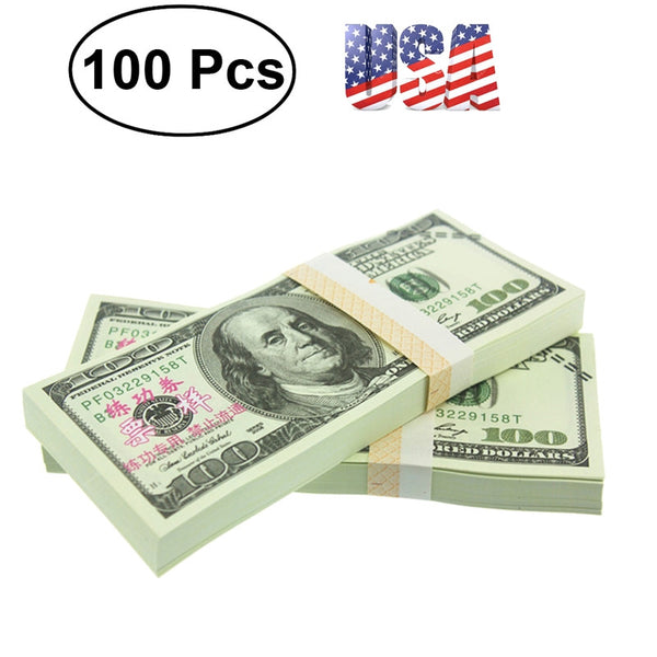 100PCS $100 Dollar Copy Money Fake Money Props Money for Movie TV Videos