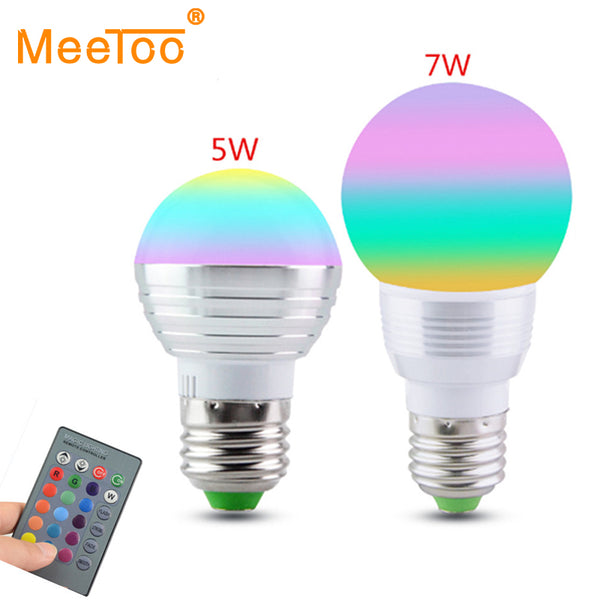 E27 / E14 RGB LED Lamp 5W 7W 110V 220V LED RGB Bulb Light Lamp IR Remote Control 16 Color Change Holiday Party Decor Lampada LED